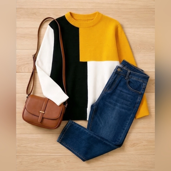 Color Block Knit Sweater - Picture 10 of 13